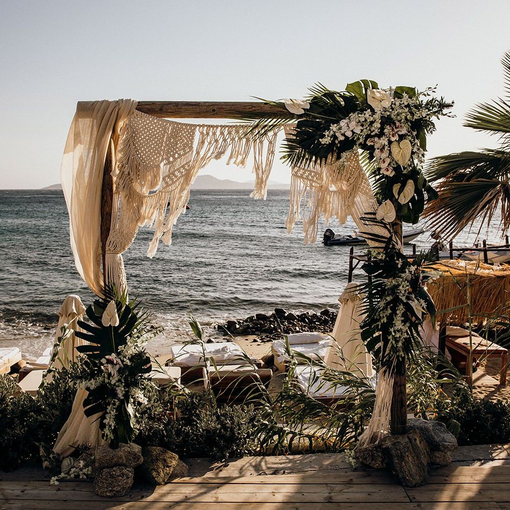 Macrame arch for wedding ceremony