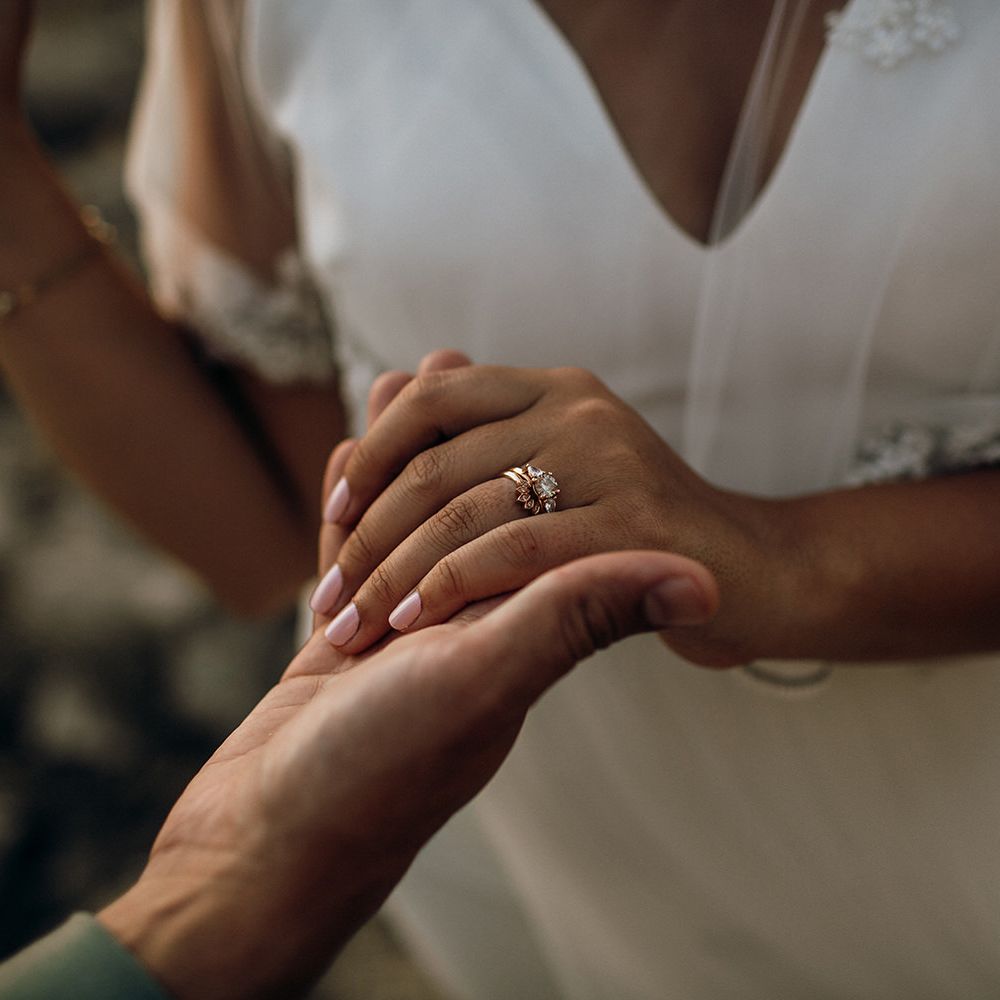 Pale pink wedding nails for bride
