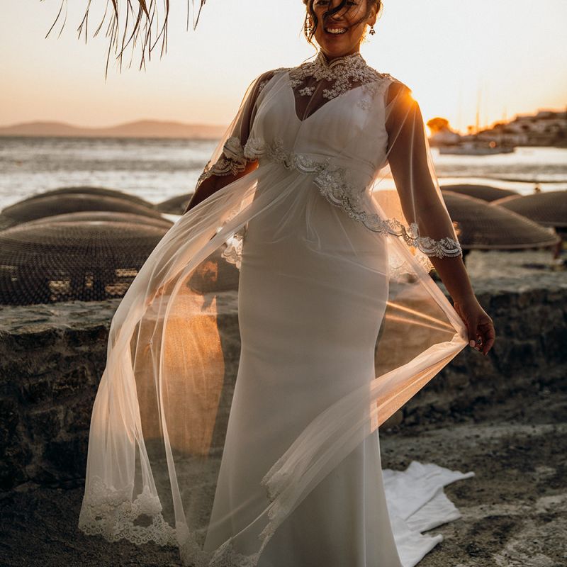 Wedding capelet and skirt overlay for pregnant bride