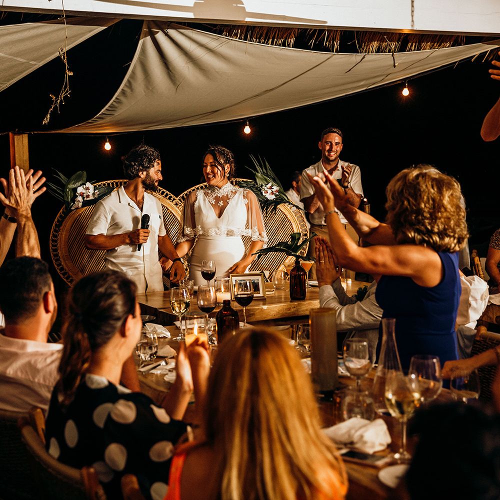 Bride and groom make pregnancy announcement during wedding speeches