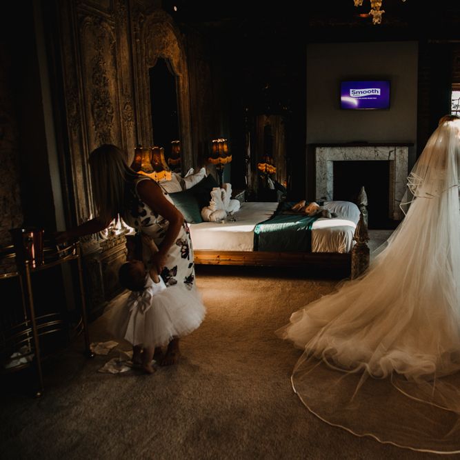 Wedding Morning Bridal Preparations with Bride in Essense of Australia Wedding Dress