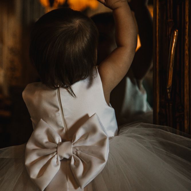 Cute Baby Flower Girl with Bow Back Dress