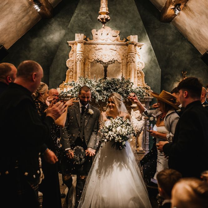 Wedding Ceremony Bride and Groom Exit with Confetti Toss