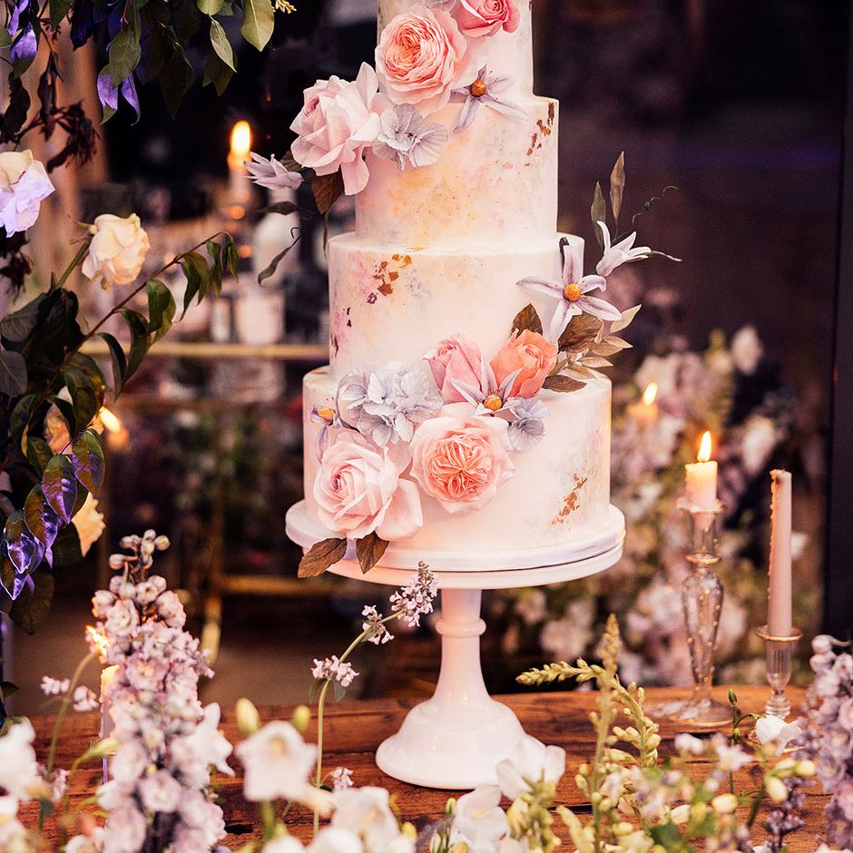 15Lbs Floral Bloom Wedding Cake - Kitchen Cuisine- ExpressGiftService