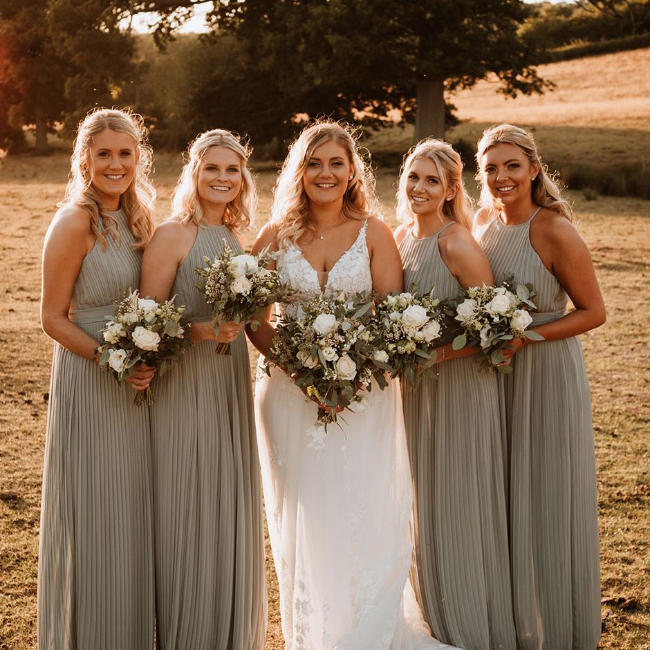 Pleated Bridesmaid Dress For a Rustic Wedding At The Oak Barn