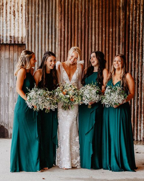 Silchester Farm Wedding With Green Bridesmaid Dresses
