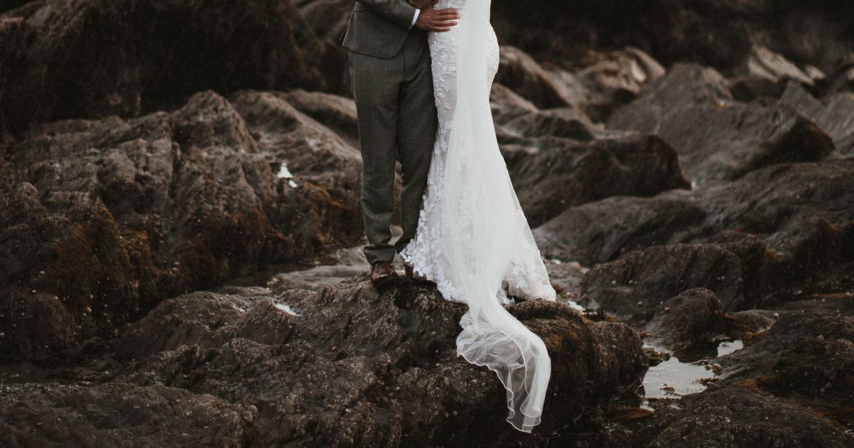 Tunnels Beach Coastal Wedding With Lace Wedding Dress