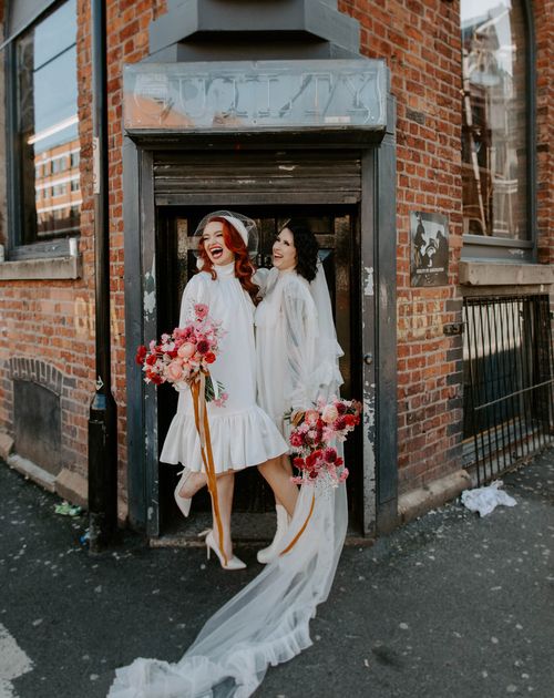 Short Wedding Dress Long Veil LGBTQI Inspiration - Rock My Wedding