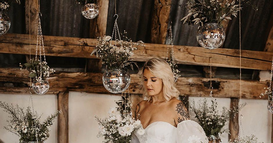 Disco Ball Wedding Inspiration With Drinks Station & Installation