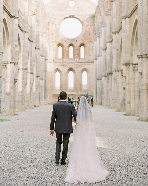 Intimate Tuscany Wedding at an Open Air Church with Black Tie Attire ...