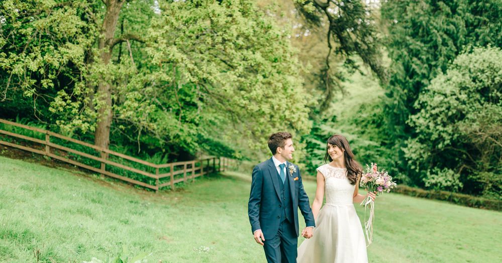 Alan Hannah Bride Hanging Florals Wedding Brinkburn Northumberland