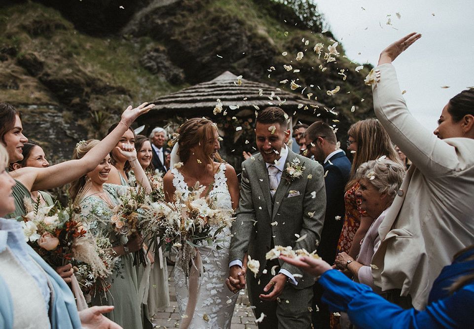 Tunnels Beach Coastal Wedding With Lace Wedding Dress