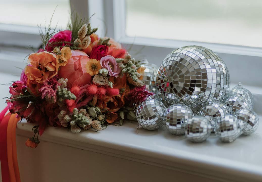 Pink And Orange Wedding Inspiration With Disco Balls