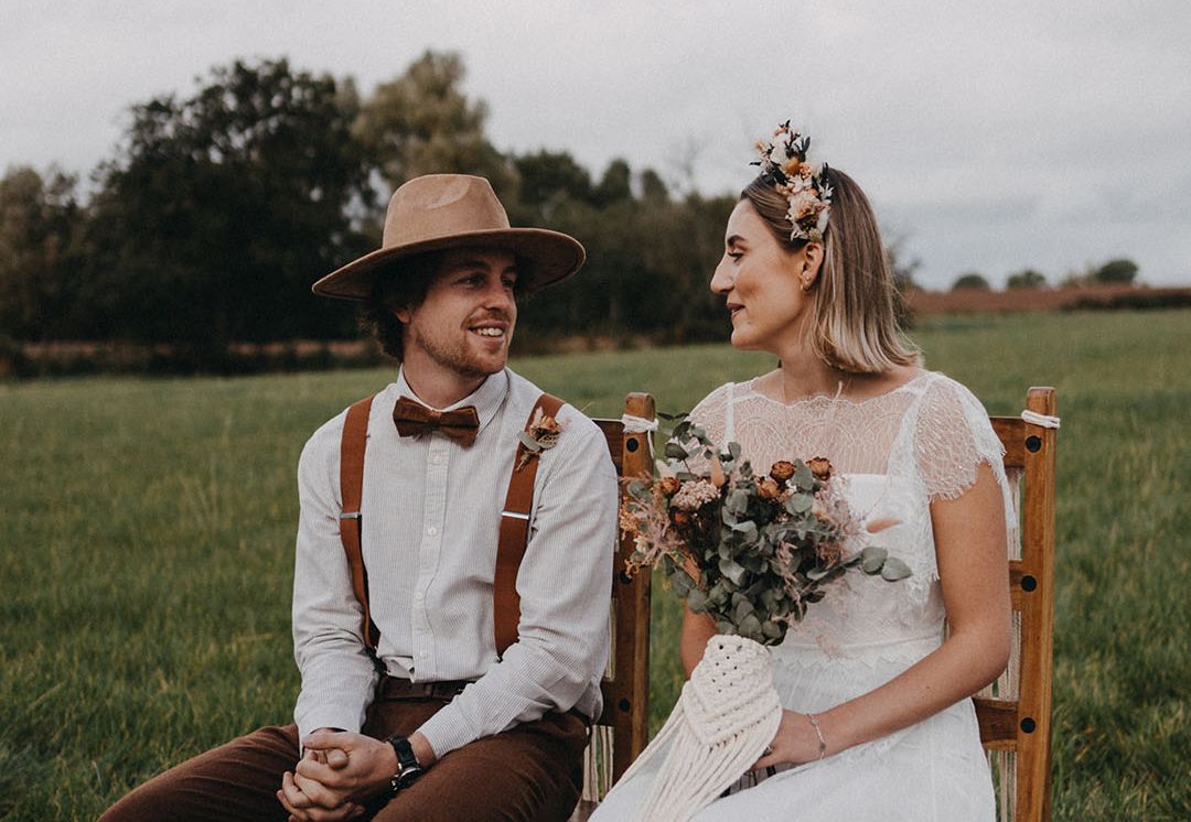 Dried Flower Headband And Macrame Decor at Boho Style Shoot