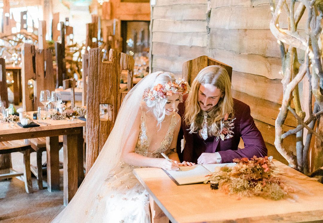 Alnwick Garden Treehouse Wedding With Tree Cake & Flower Crown
