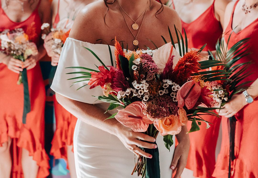ASOS Wedding Dress at Vibrant DIY Wedding With Tambourines