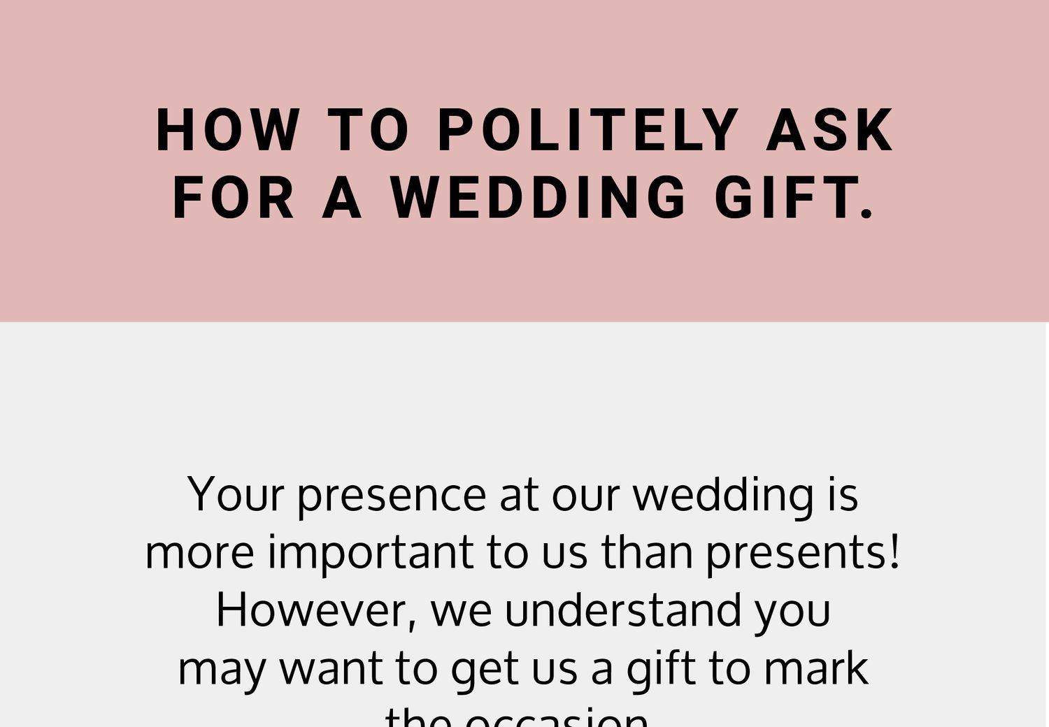 Wedding Gift List Wording Examples How To Ask Graciously
