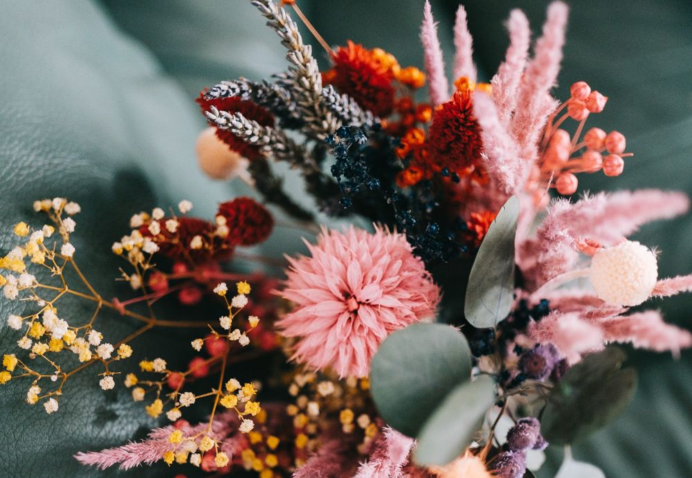 Pom Pom Wedding Decorations at Outdoor Back Garden Wedding