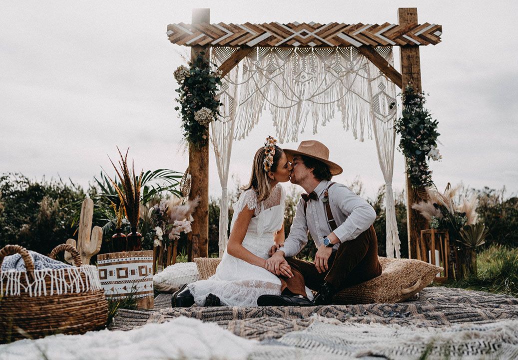 Dried Flower Headband And Macrame Decor at Boho Style Shoot
