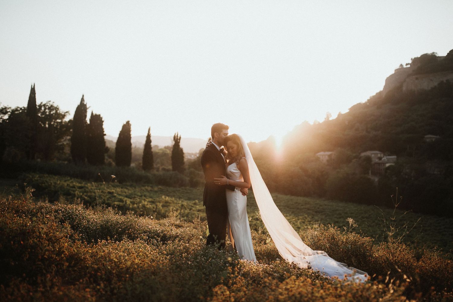 Intimate Italian Castle Wedding with Prosecco Tower