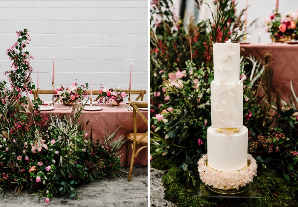Pink Floral Wedding Inspiration in an Industrial Space with Stylish Details