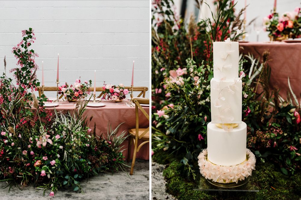 Pink Floral Wedding Inspiration in an Industrial Space with Stylish Details