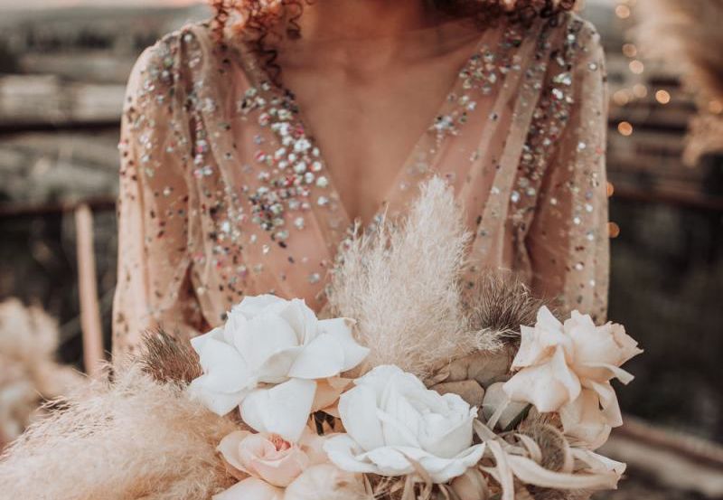 Sparkle Wedding Dress For Boho Intimate Rooftop Wedding - Rock My Wedding