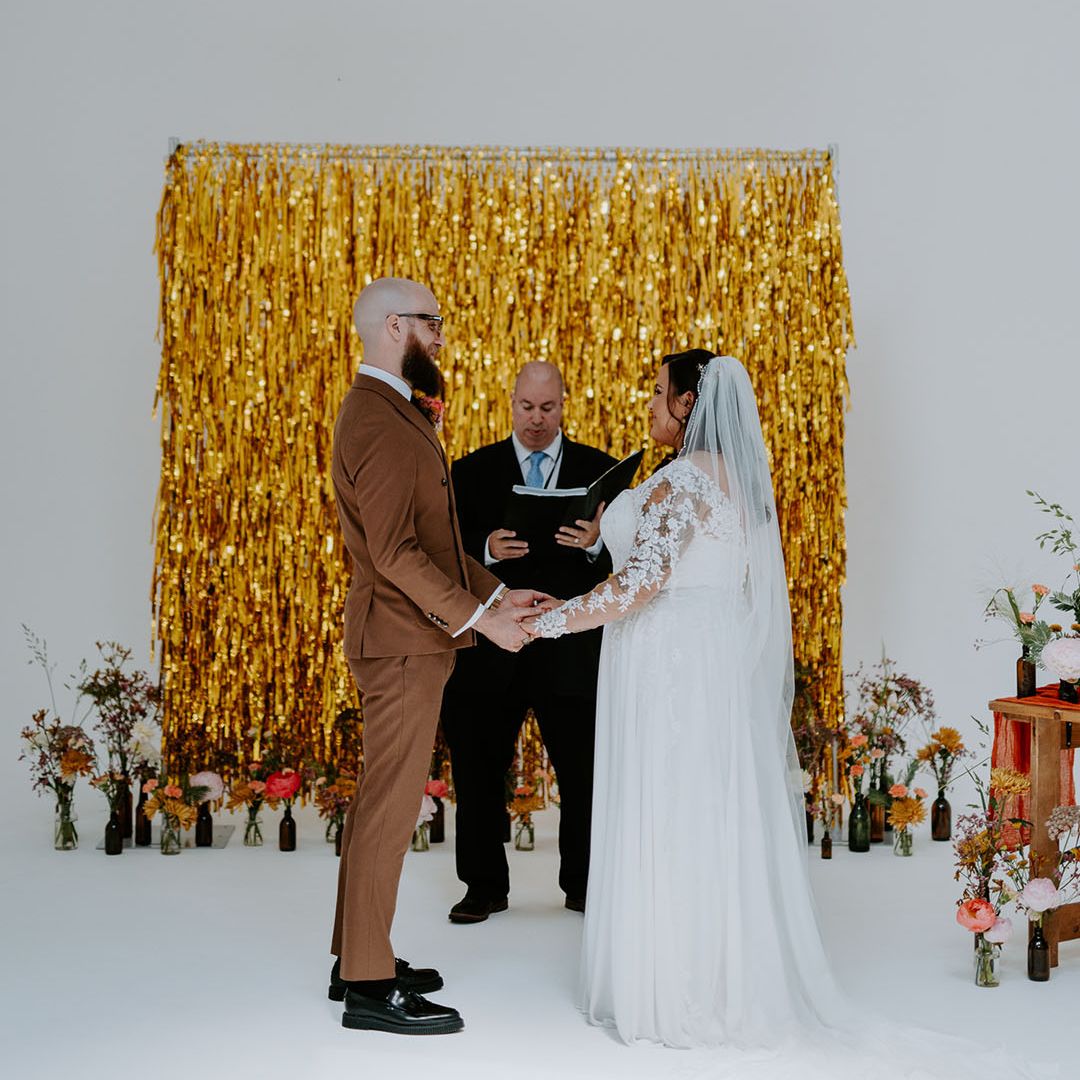 Gold Streamers Wedding Decor At industrial Wedding - Rock My Wedding