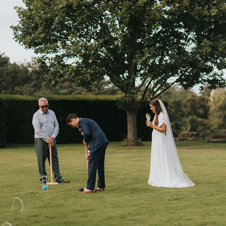 Rustic Wedding Flowers & Croquet Garden Games At Askham Hall Venue