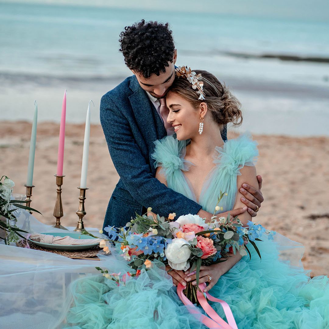 Mint Green Wedding Dress at Beach Rock My Wedding