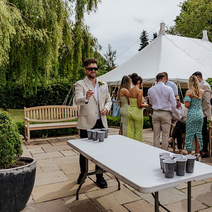 Monochrome Wedding at Houchins Barn with Coffee Van & Beer Pong