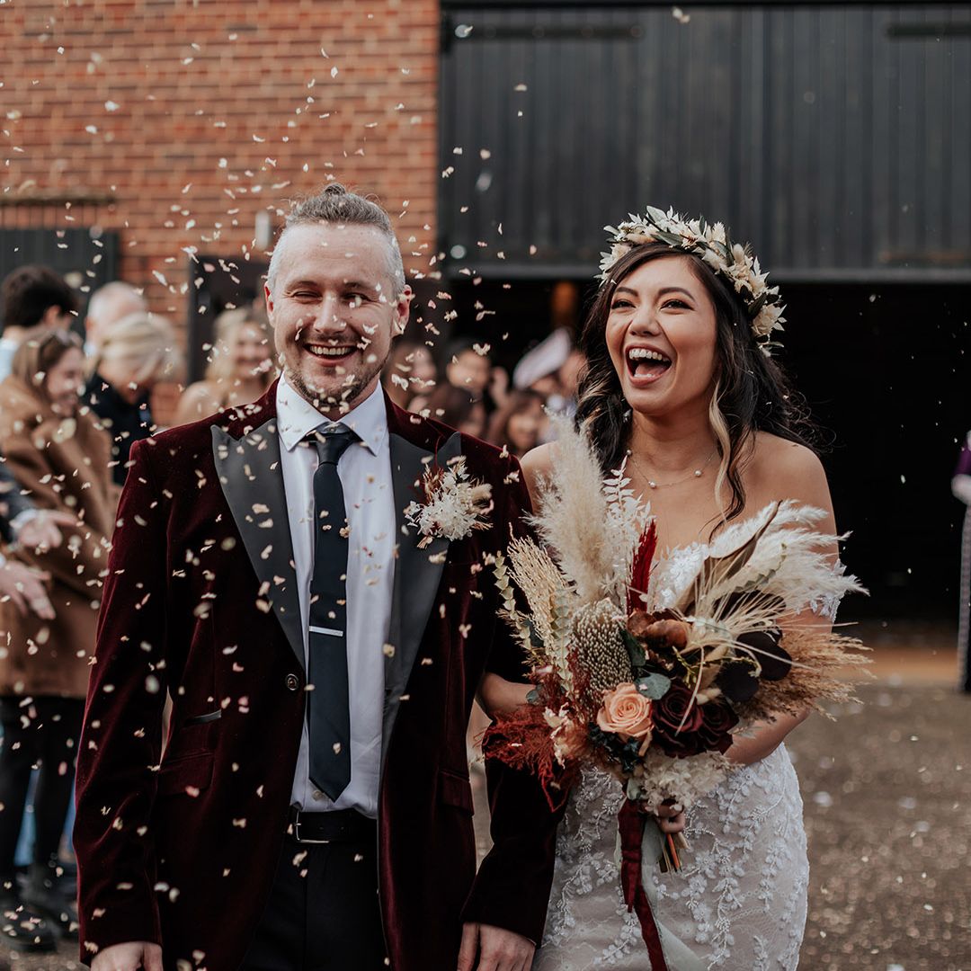 Milling Barn Autumnal Wedding With Dried Flowers & Wood Signs