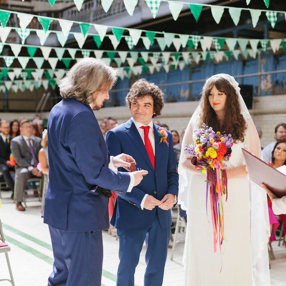 Colourful Wedding At Victoria Baths Manchester With Charlie Brear Gown