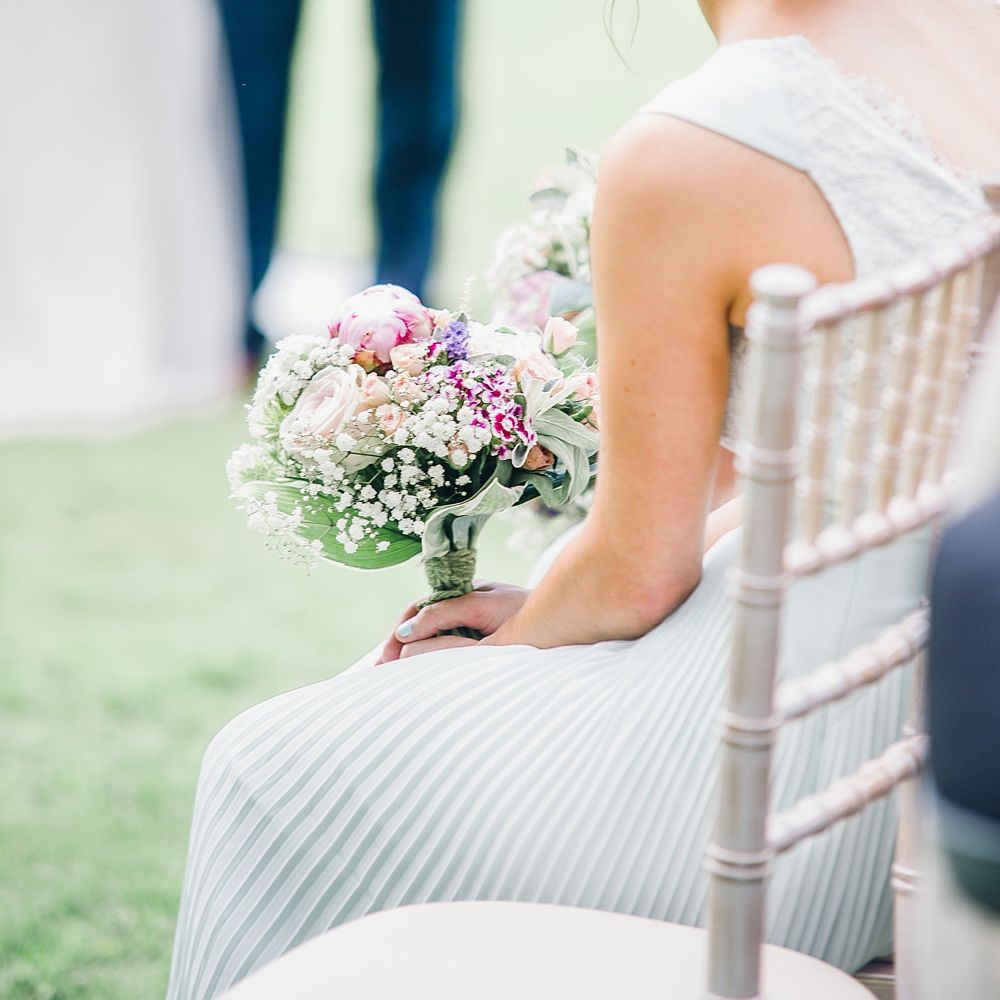 Outdoor Humanist Ceremony At Rivington Hall Barn With Pastel Bridesmaid 
