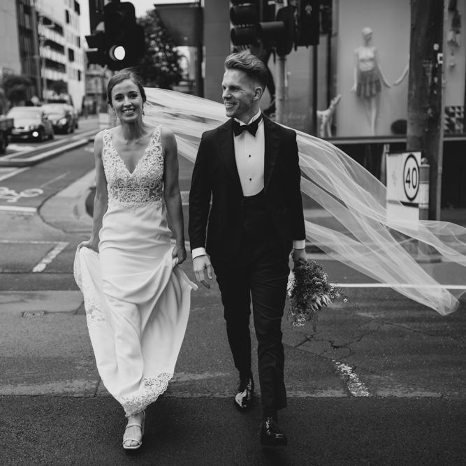 Australian Wedding with Monochrome Industrial Vibes and Botanical Decor