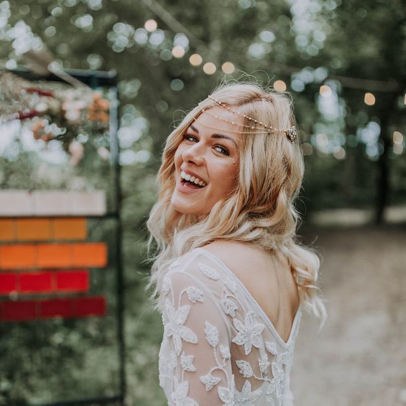 Boho Wedding Ideas with Warm Colours & Dried Flowers in a Woodland Setting