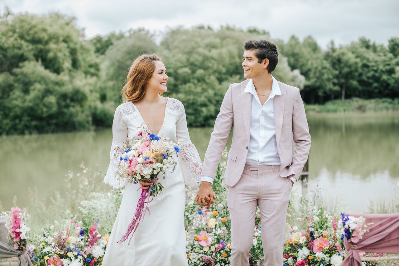 Wedding Ideas For Summer with Wildflowers & Boho Bridal Gown