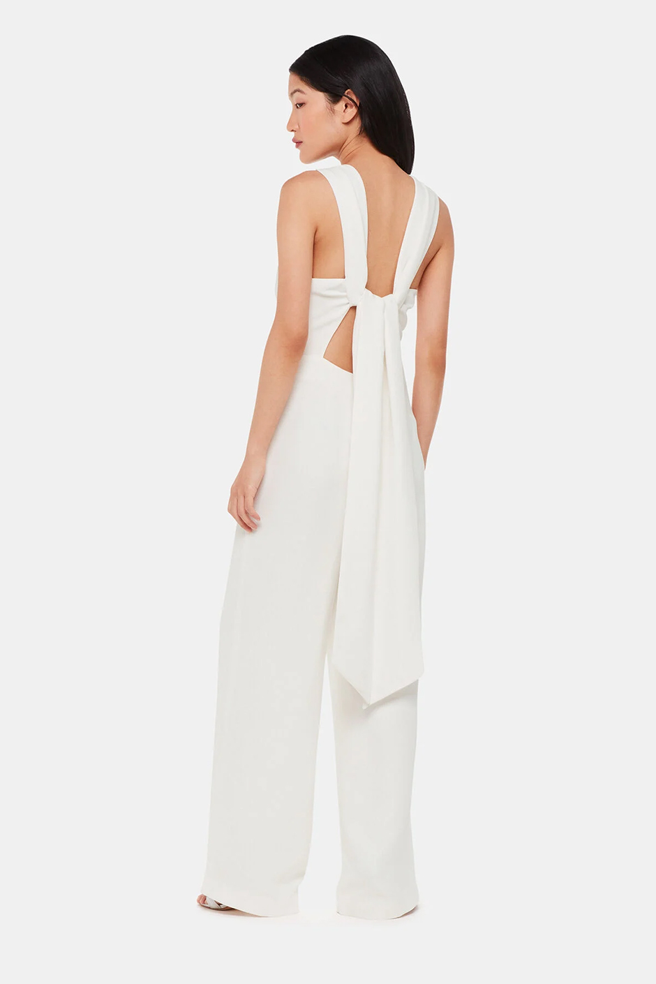 Bridal jumpsuit from whistles with a tie-back design and wide leg style