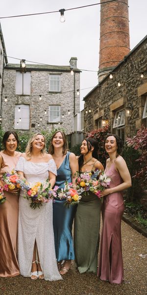 Bride with her bridesmaids