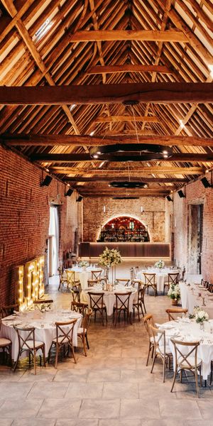 Interior of the Copdock Hall wedding barn. Sam Rundle Photography.