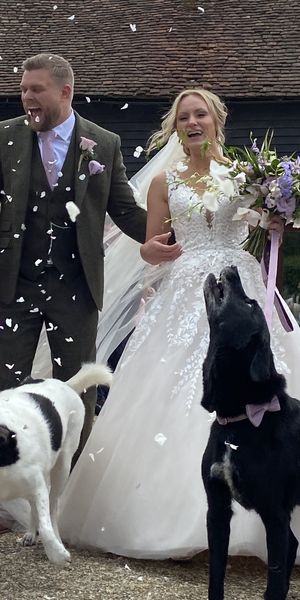 Laura & Rich with Jake & Saffy - the confetti shot