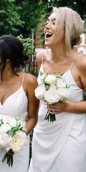 White Bridesmaids Dresses and Black Tuxedos for Sophisticated Somerset House Wedding with Candle Favours, shot by Photography by Krishanthi