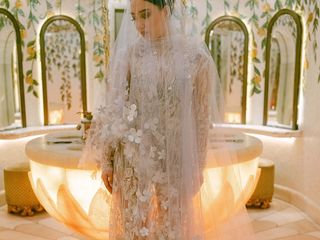 Sparkling Silver beaded lace Gown with a silver embellished Veil by Wilden London, photographed at Bacchanalia in Mayfair by Katie Julia.