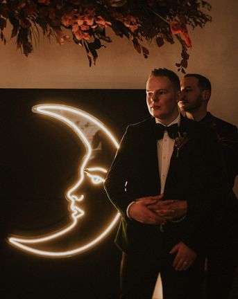 Spooky wedding at The Workshop and Loft with two grooms for gay wedding