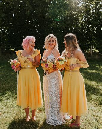 canary yellow bridesmaid dresses hayley savage photography
