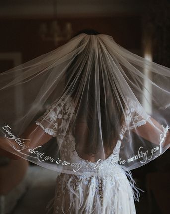 short wedding veil with embroidery