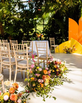 bright and colourful summer wedding flowers