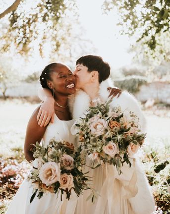 Romantic Elmore Court multicultural LGBTQI+ wedding with two brides