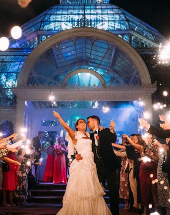 Sefton Park Palm House wedding with bright colourful decor.