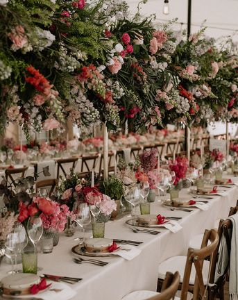 Pink wedding flower arrangements for luxury wedding.